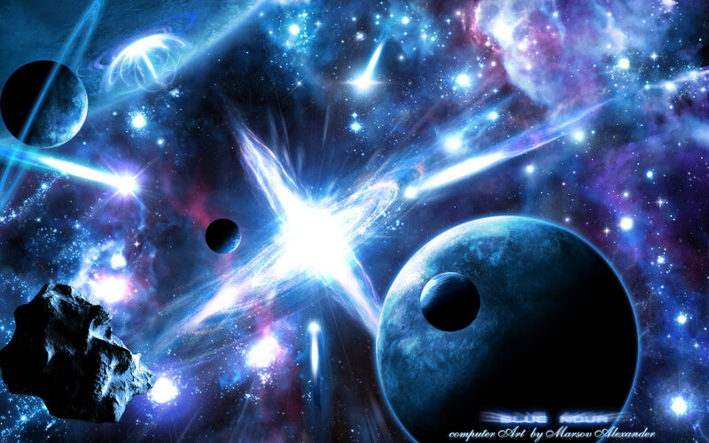 Blue Planet in Space — Dramatic, Digital Art, Planets