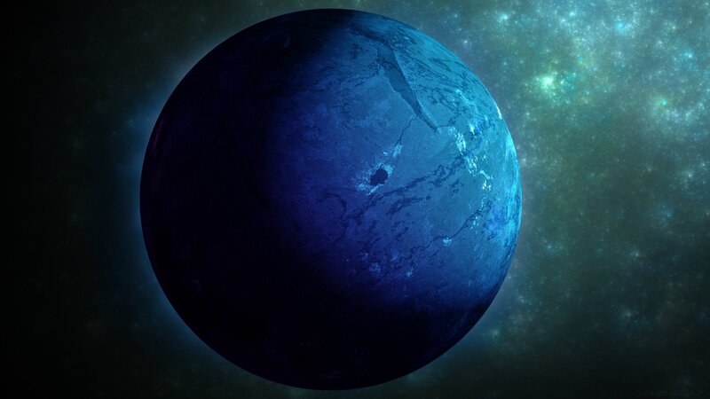 Blue Planet in Space — Dramatic, Digital Art, Stars, Galaxy