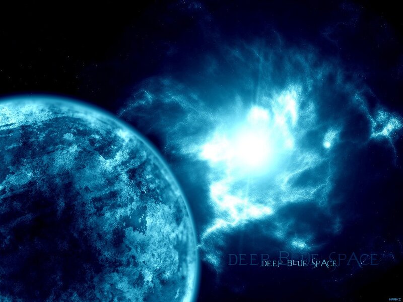 Blue Planet in Space — Dramatic, Night, Digital Art, Nebula