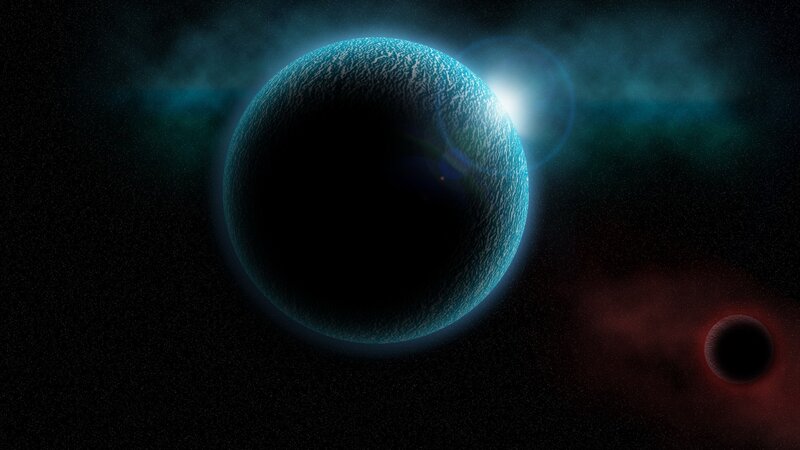 Blue Planet in Space — Dramatic, Night, Digital Art, Star
