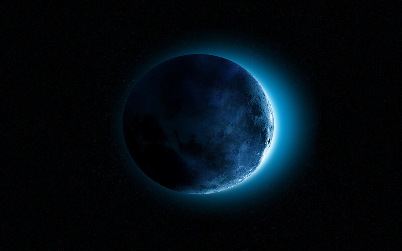 Blue Planet in Space — Dramatic, Night