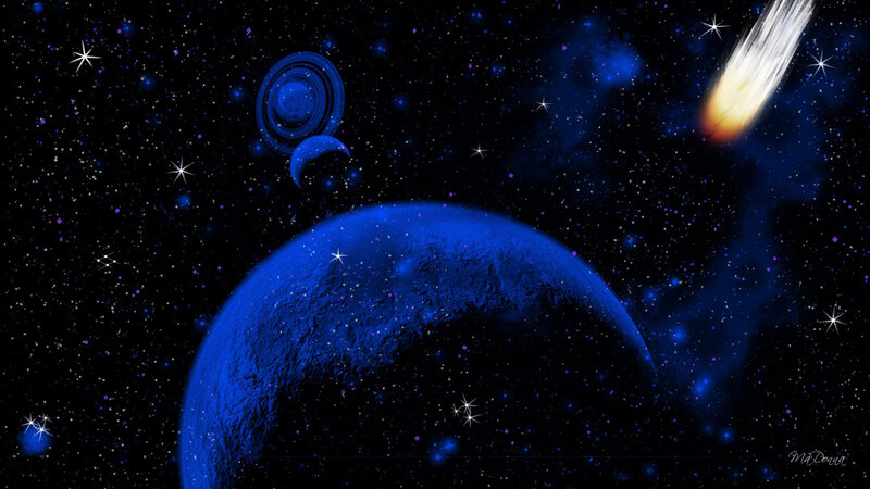 Blue planet in space scene