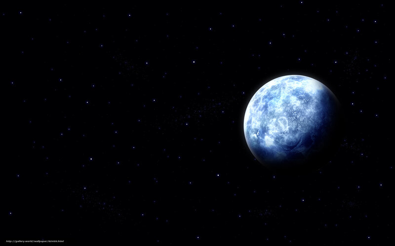 Blue Planet in Space — Serene, Digital Art