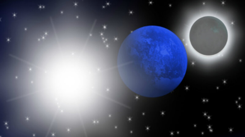 Blue Planet in Space — Serene, Night, Digital Art, Star