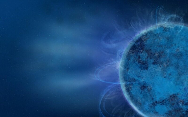 Blue Planet in Space — Serene, Night, Digital Art, Stars, Nebula, Magnetic Field