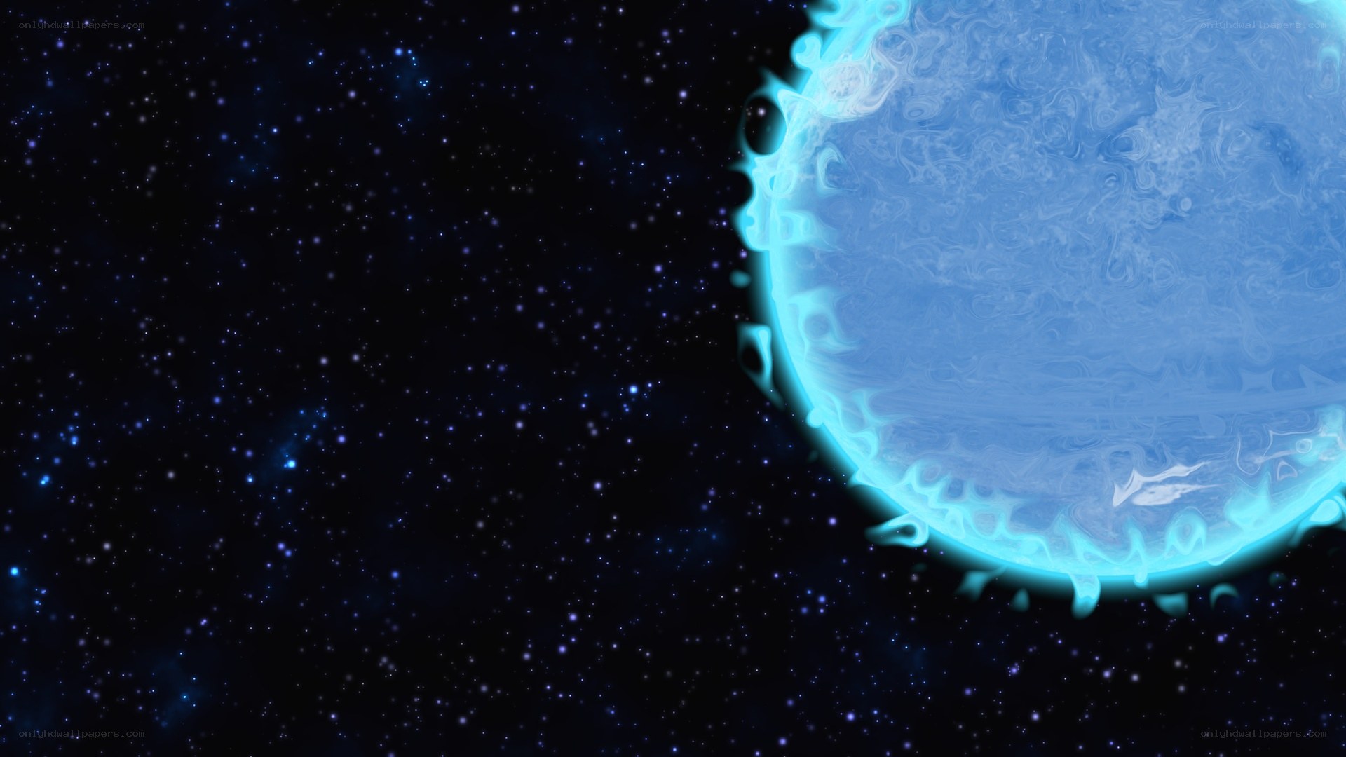 Blue planet in starry space