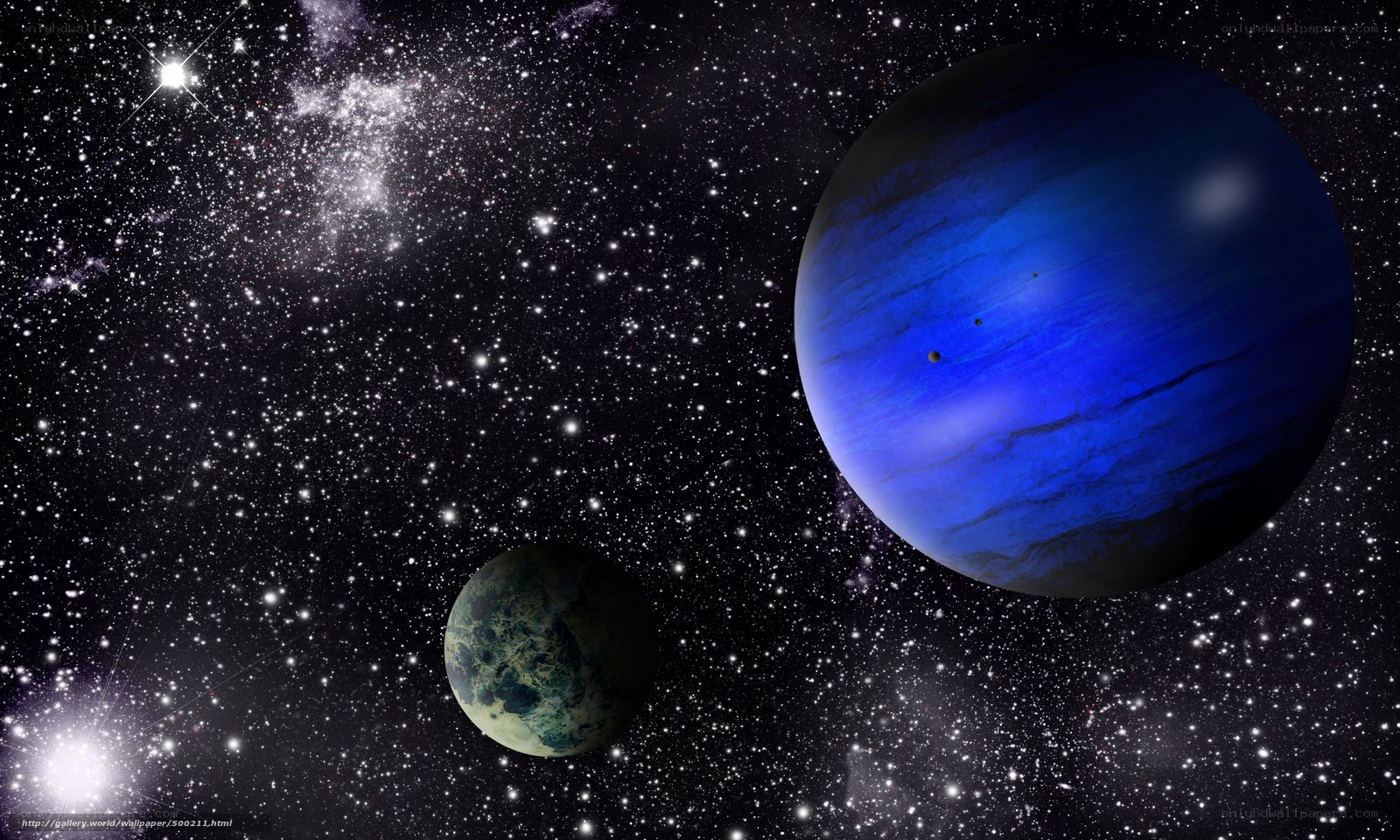 Blue planet in starry space