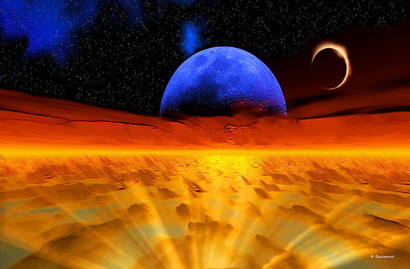 Blue Planet on Alien Surface