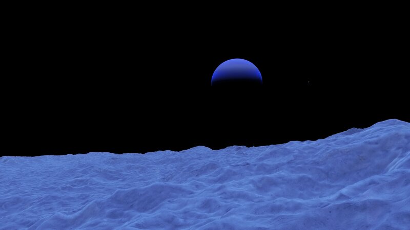 Blue Planet over Icy Surface