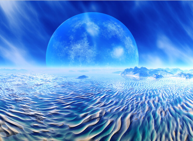 Blue Planet over Ocean — Serene