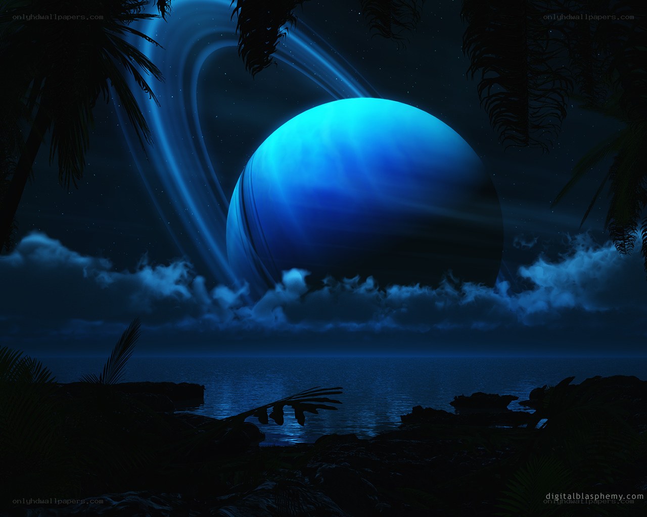 Blue planet over tropical beach