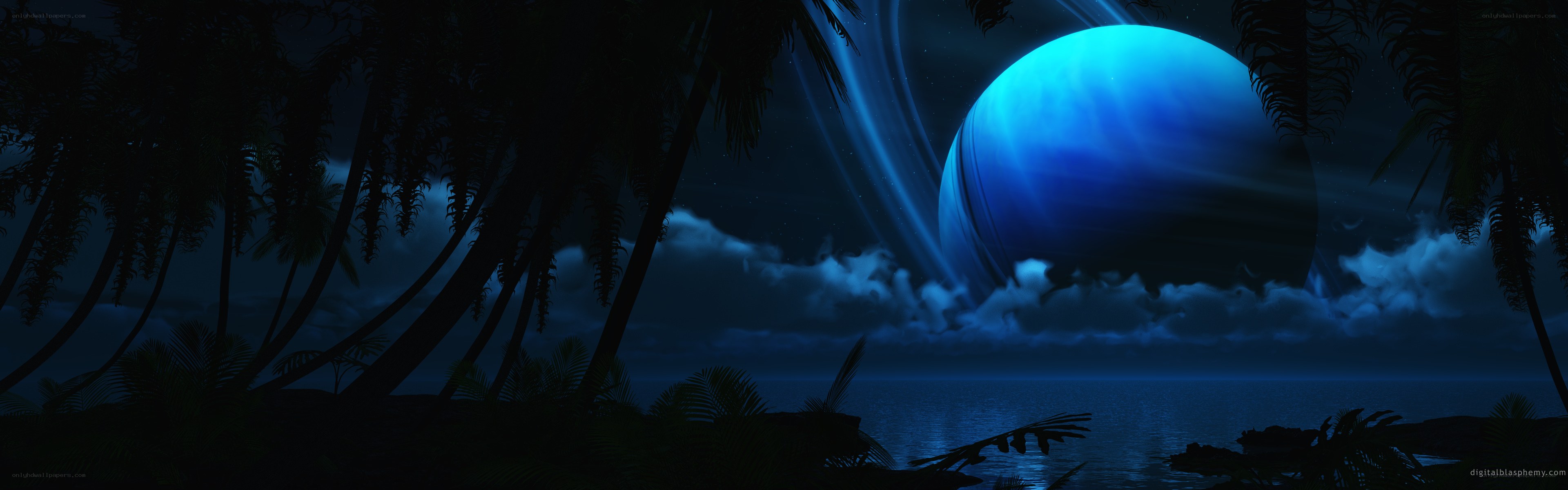 Blue planet over tropical beach