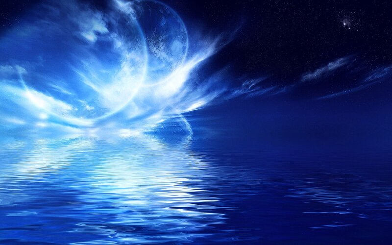 Blue Planet over Water — Serene