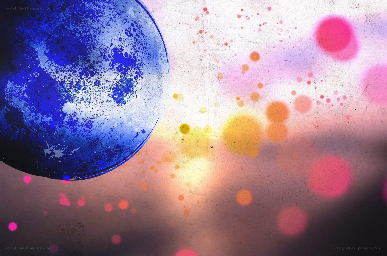 blue planet with colorful bokeh