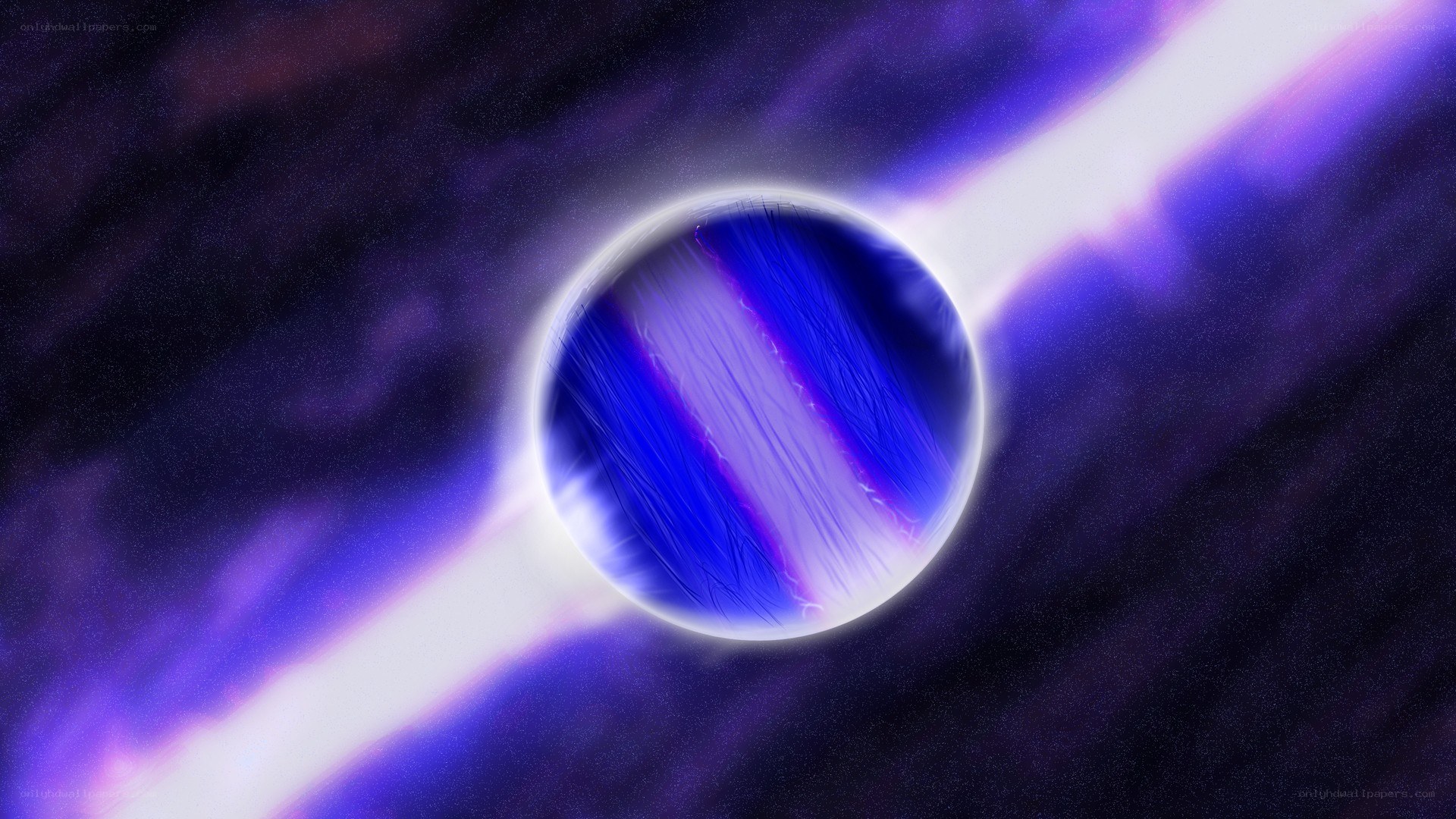 blue planet with energy beams