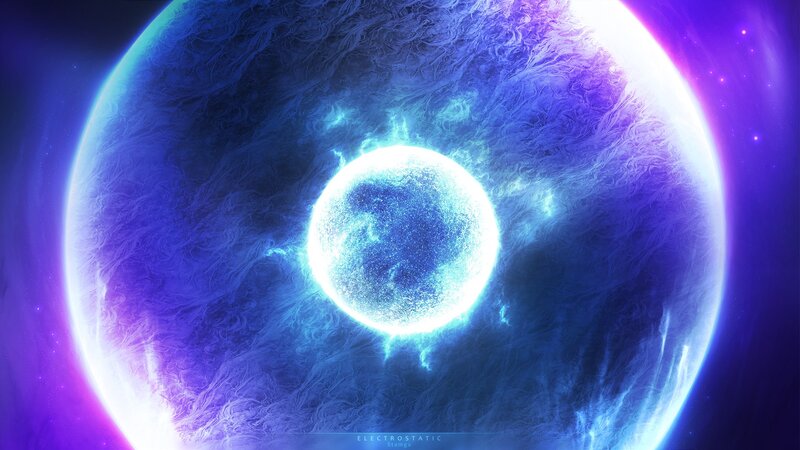 Blue planet with glowing core