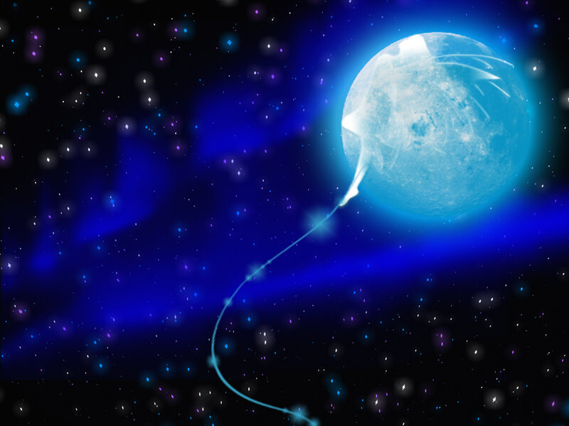 blue planet with glowing trail