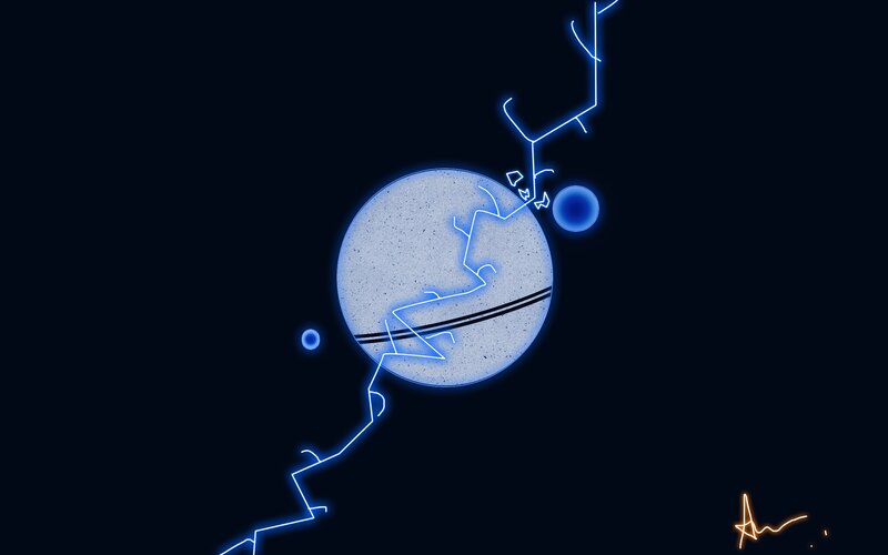 Blue Planet with Lightning — Dramatic
