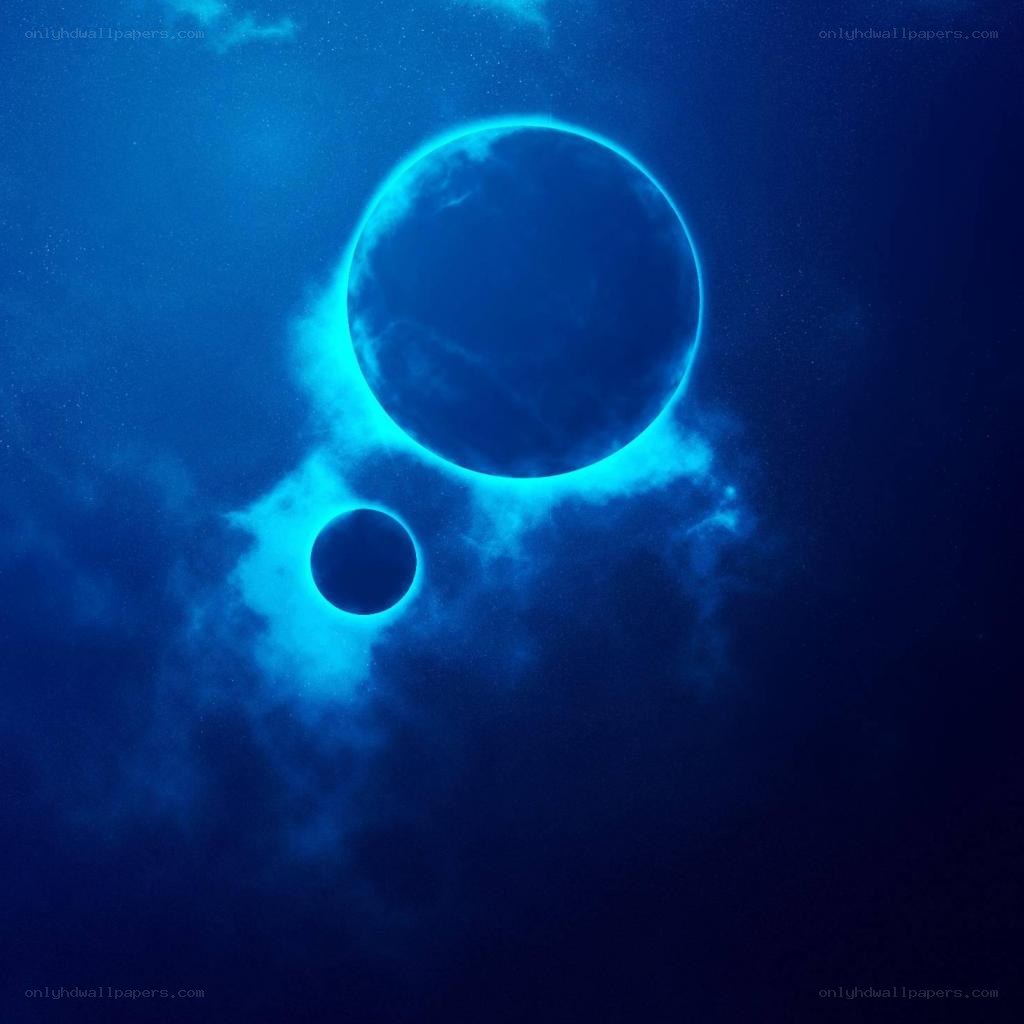 Blue planet with moon