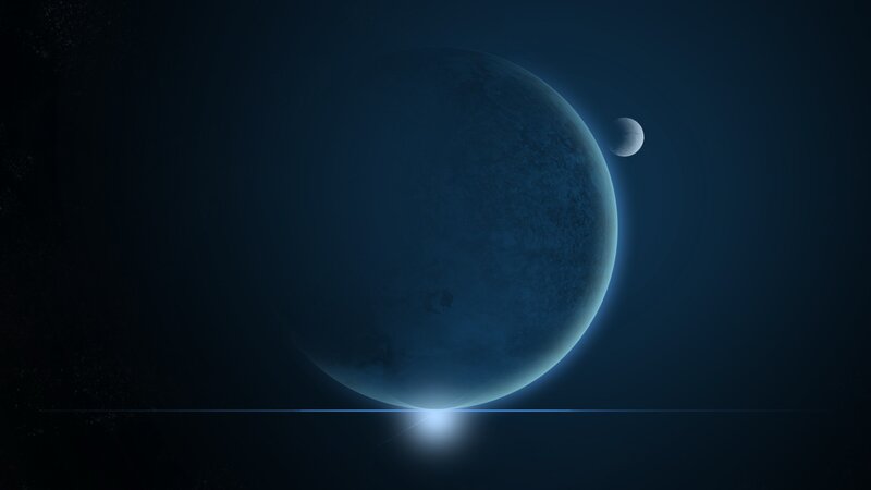 blue planet with moon