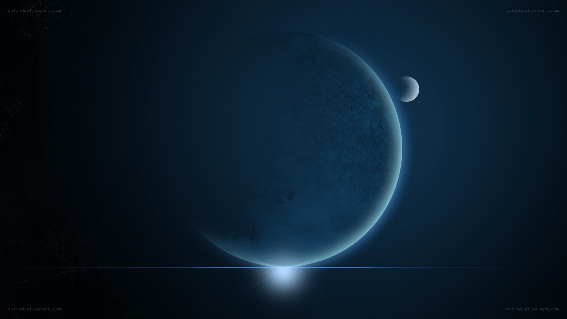 blue planet with moon