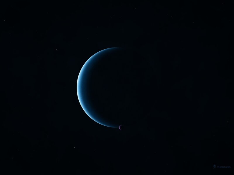 Blue Planet with Moon — Black