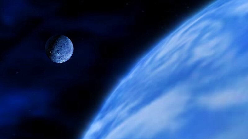 Blue Planet with Moon — Serene, Night