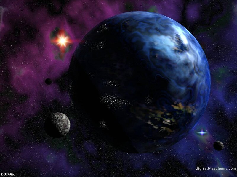 Blue Planet with Moons — Purple