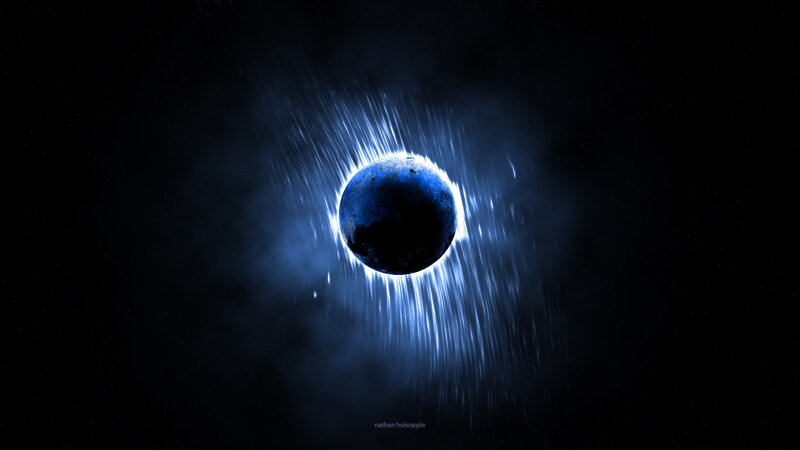 blue planet with radiant light