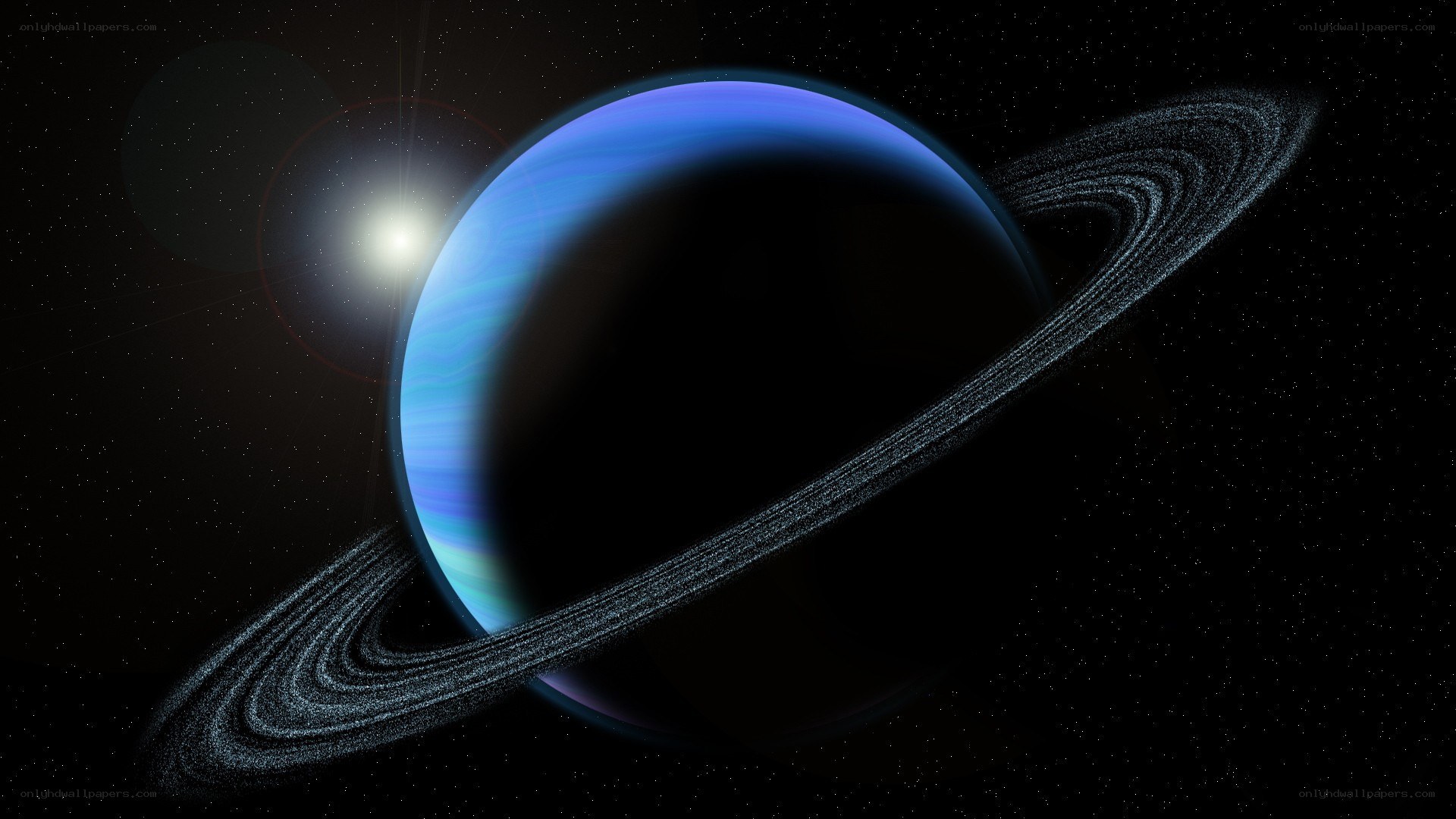 Blue planet with rings