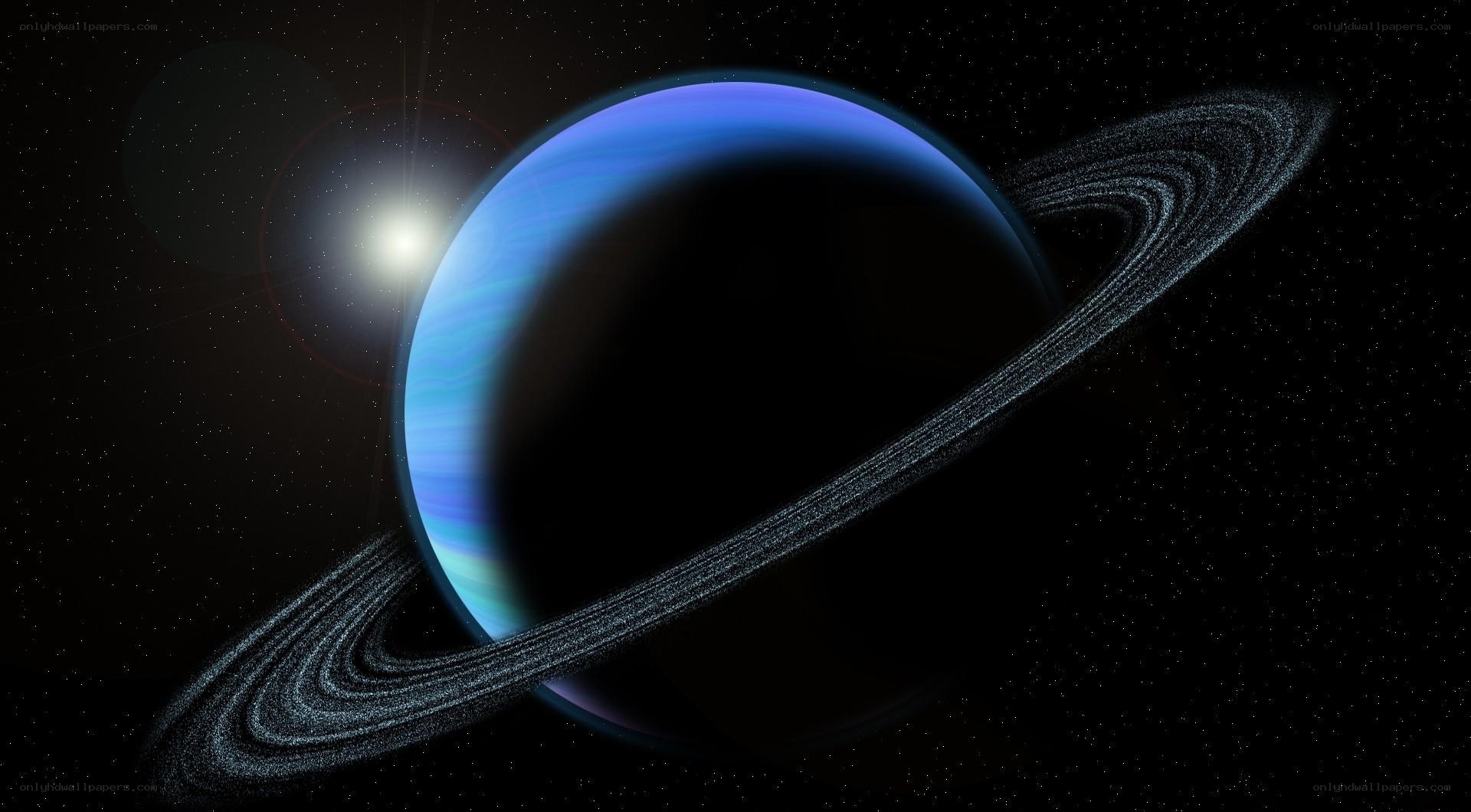 Blue planet with rings