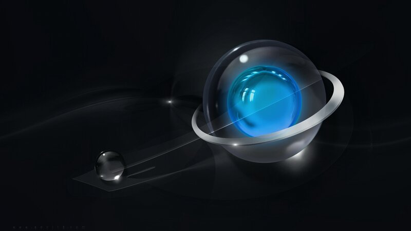 Blue Planet with Rings — Black