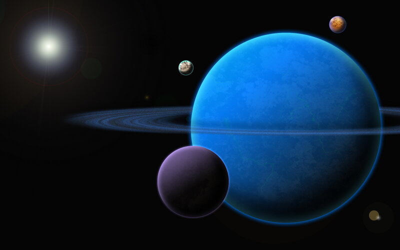 Blue Planet with Rings — Cosmic