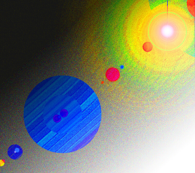 Blue Planet with Rings — Dramatic, Abstract