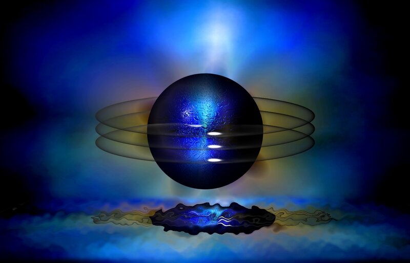 Blue Planet with Rings — Dramatic, Digital Art