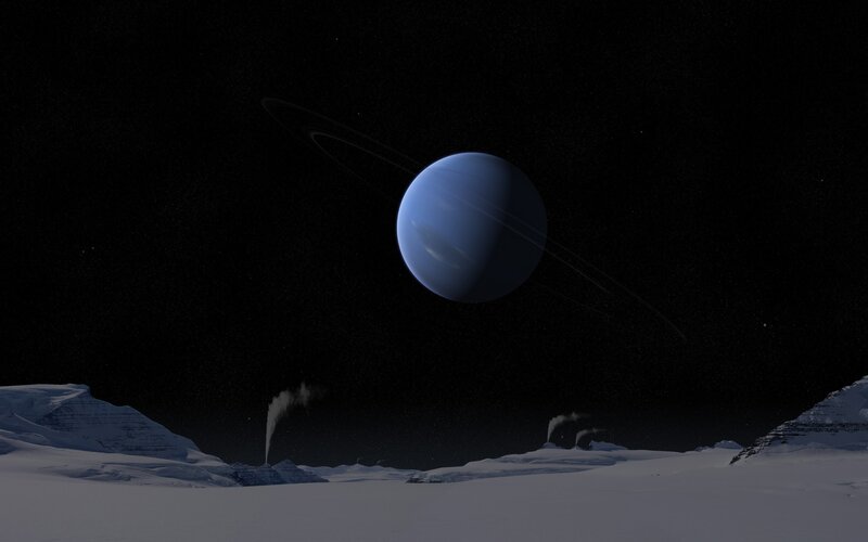 Blue Planet with Rings — Serene, Night