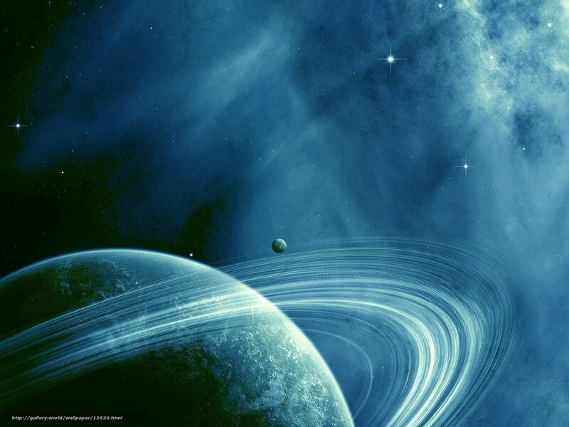 Blue planet with rings