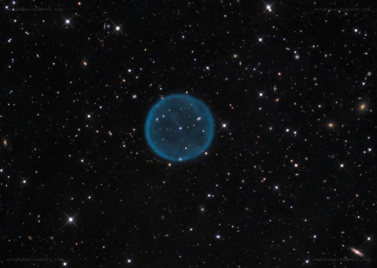 Blue planetary nebula in space