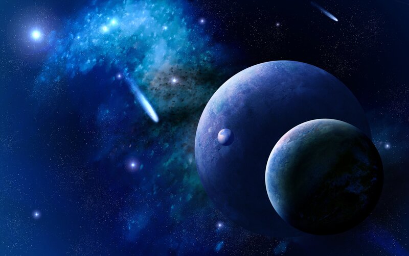 Blue planets in space