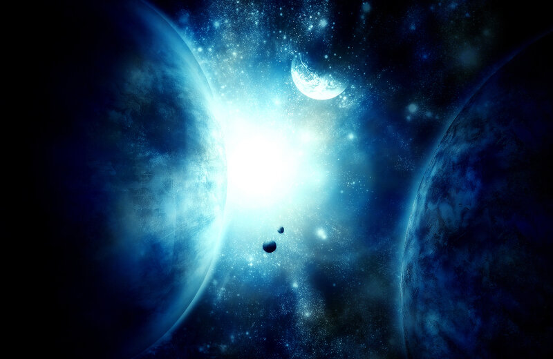 Blue planets in space