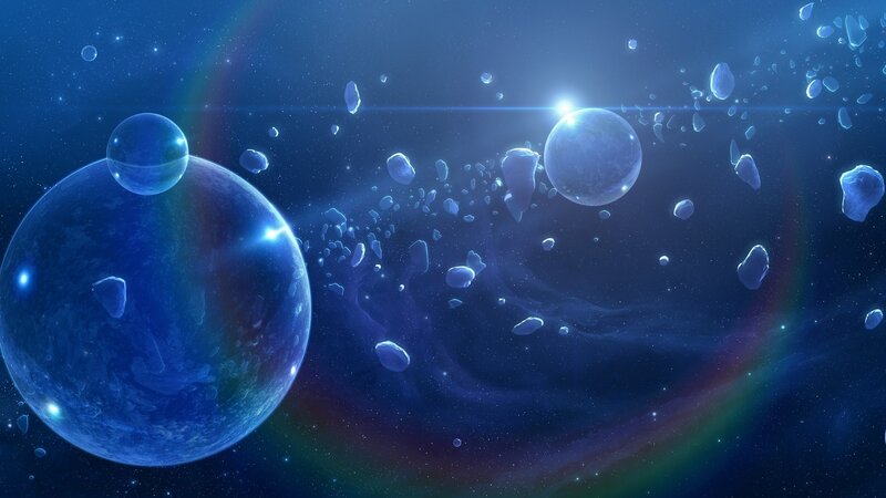 Blue Planets in Space — Serene, Night