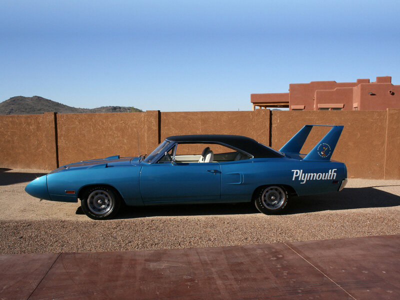 Blue Plymouth Superbird car