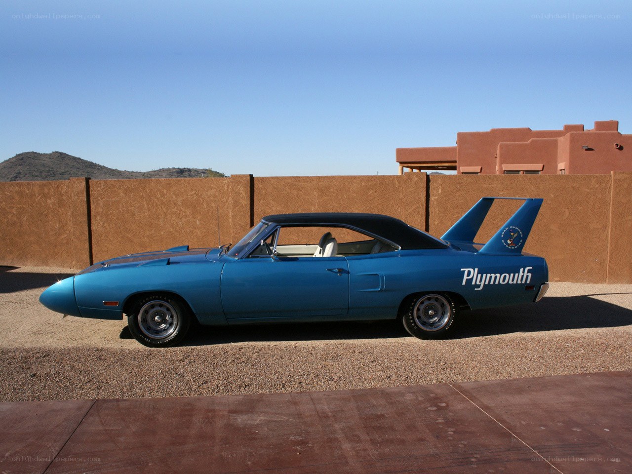 Blue Plymouth Superbird car