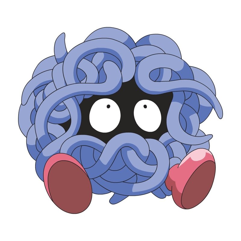 Blue Pokémon with curly body