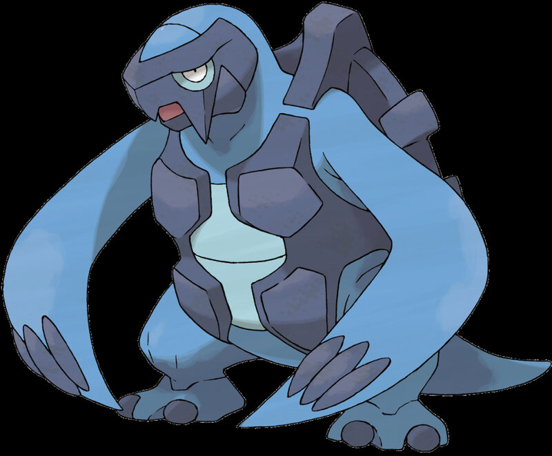 Blue Pokémon with rocky armor