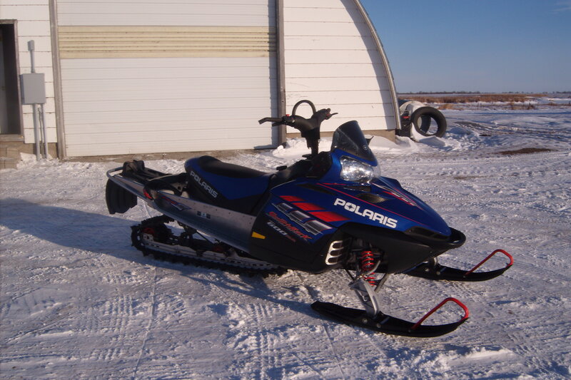 Blue Polaris Snowmobile