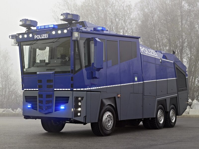 blue police armored vehicle