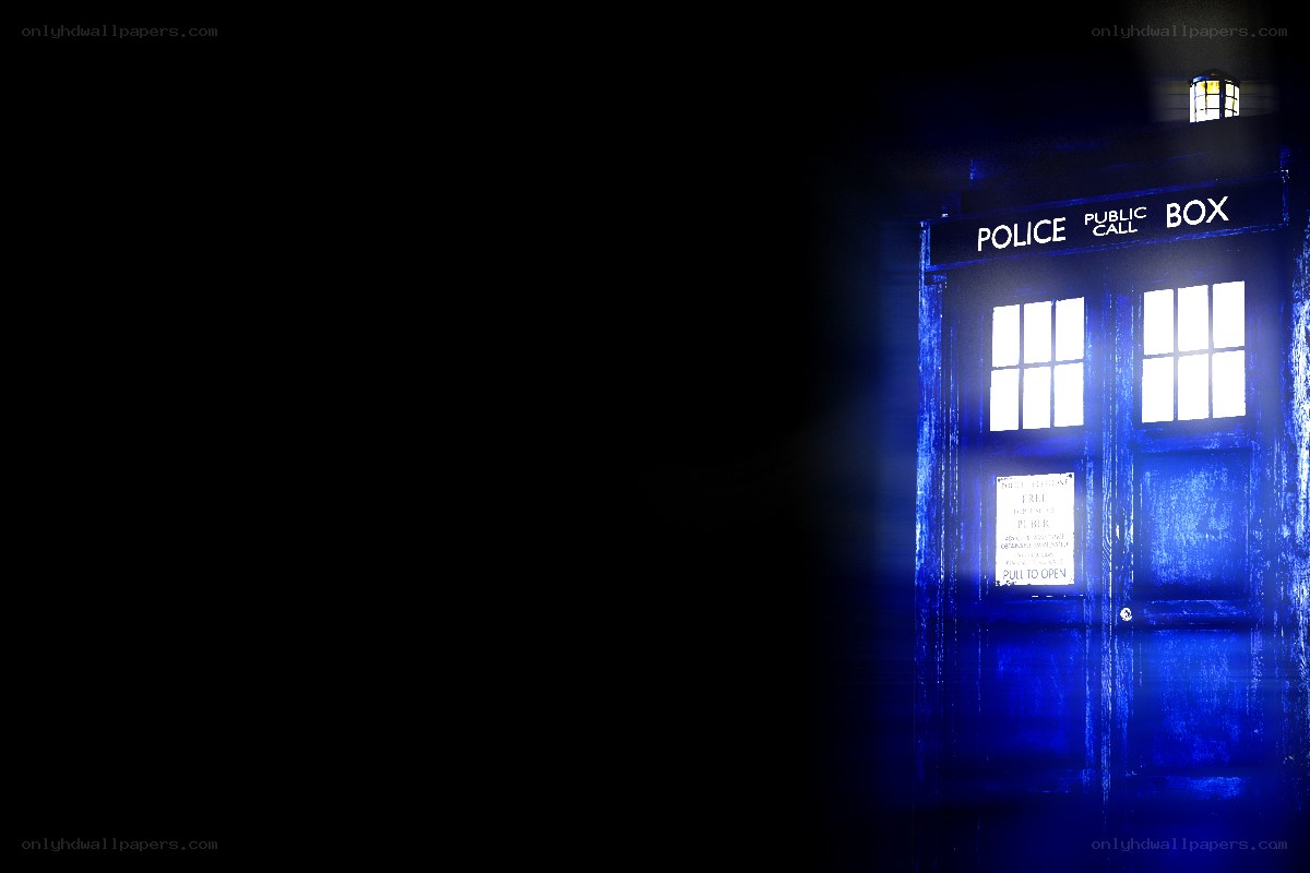 blue police box at night