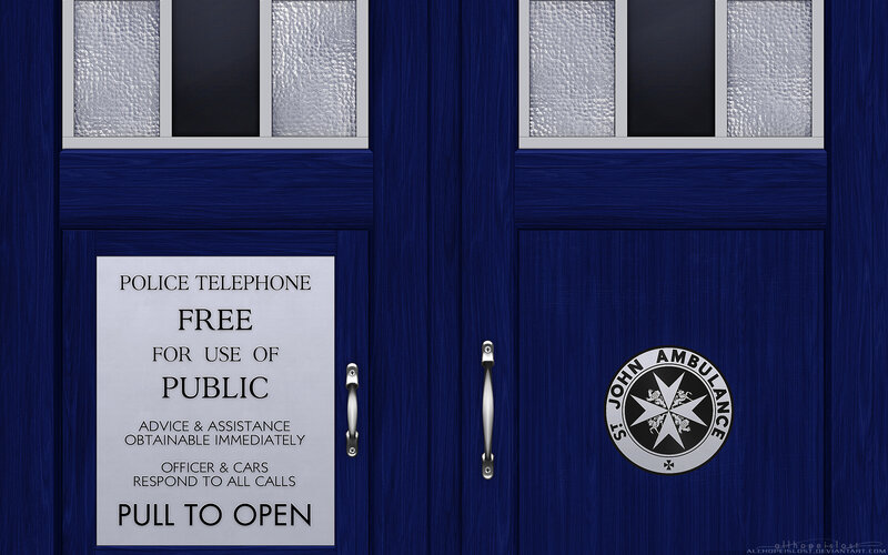Blue police box doors