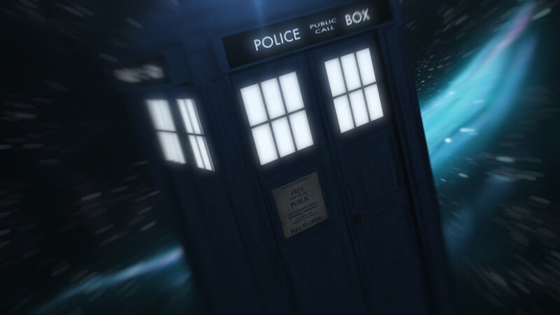 Blue Police Box — Dramatic, Night, 3d Render